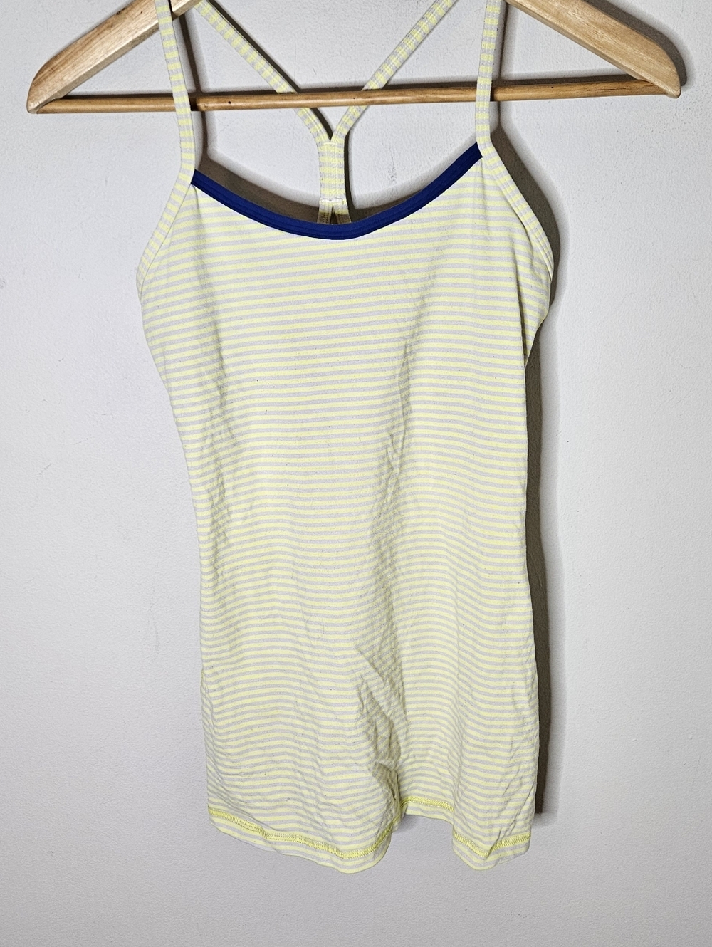 Lululemon Power Y Yoga Tank Yellow Gray Blue Trim Women's 4